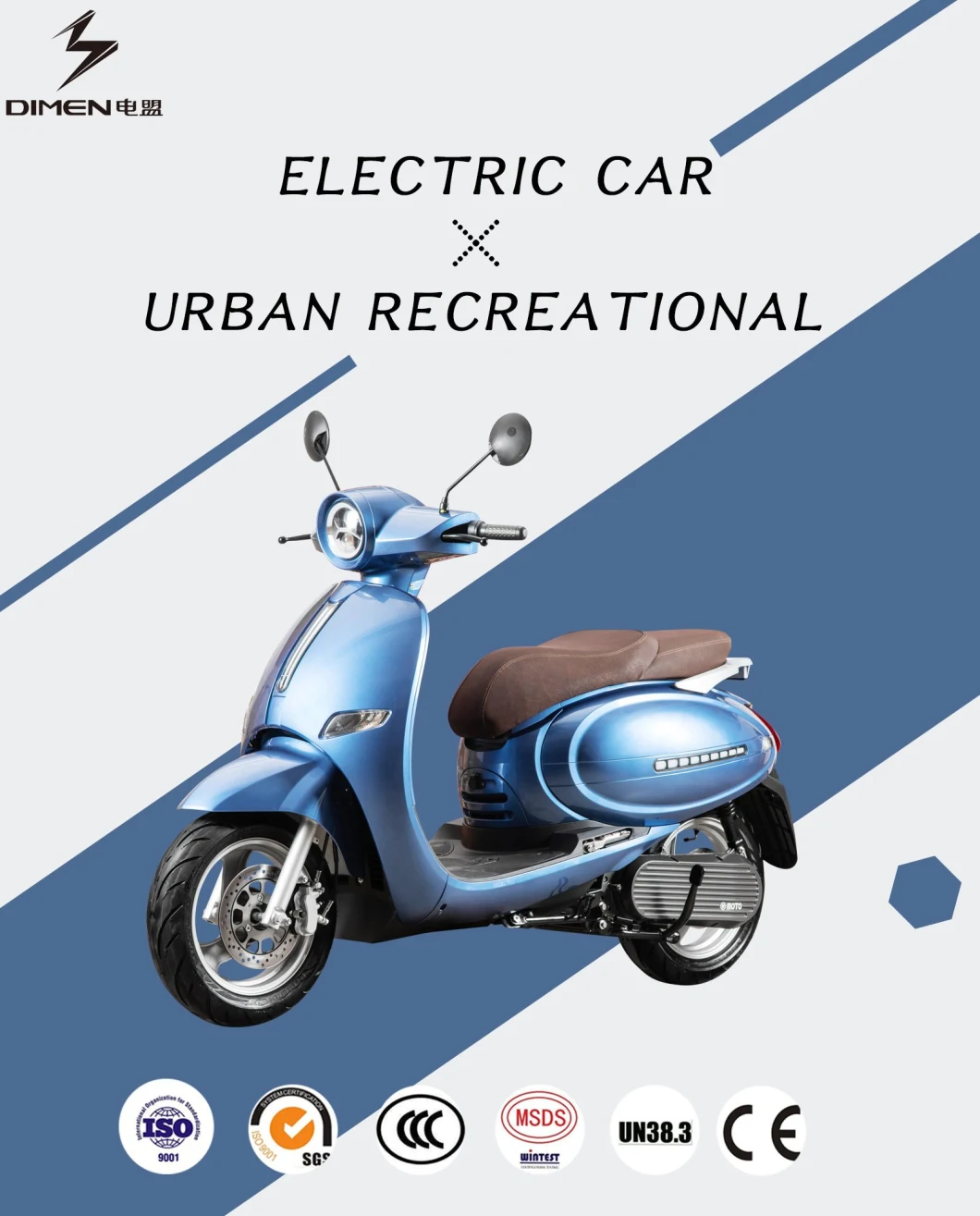 Red & Blue Colored Electric Scooter 2000W with Lithium Battery Made in China