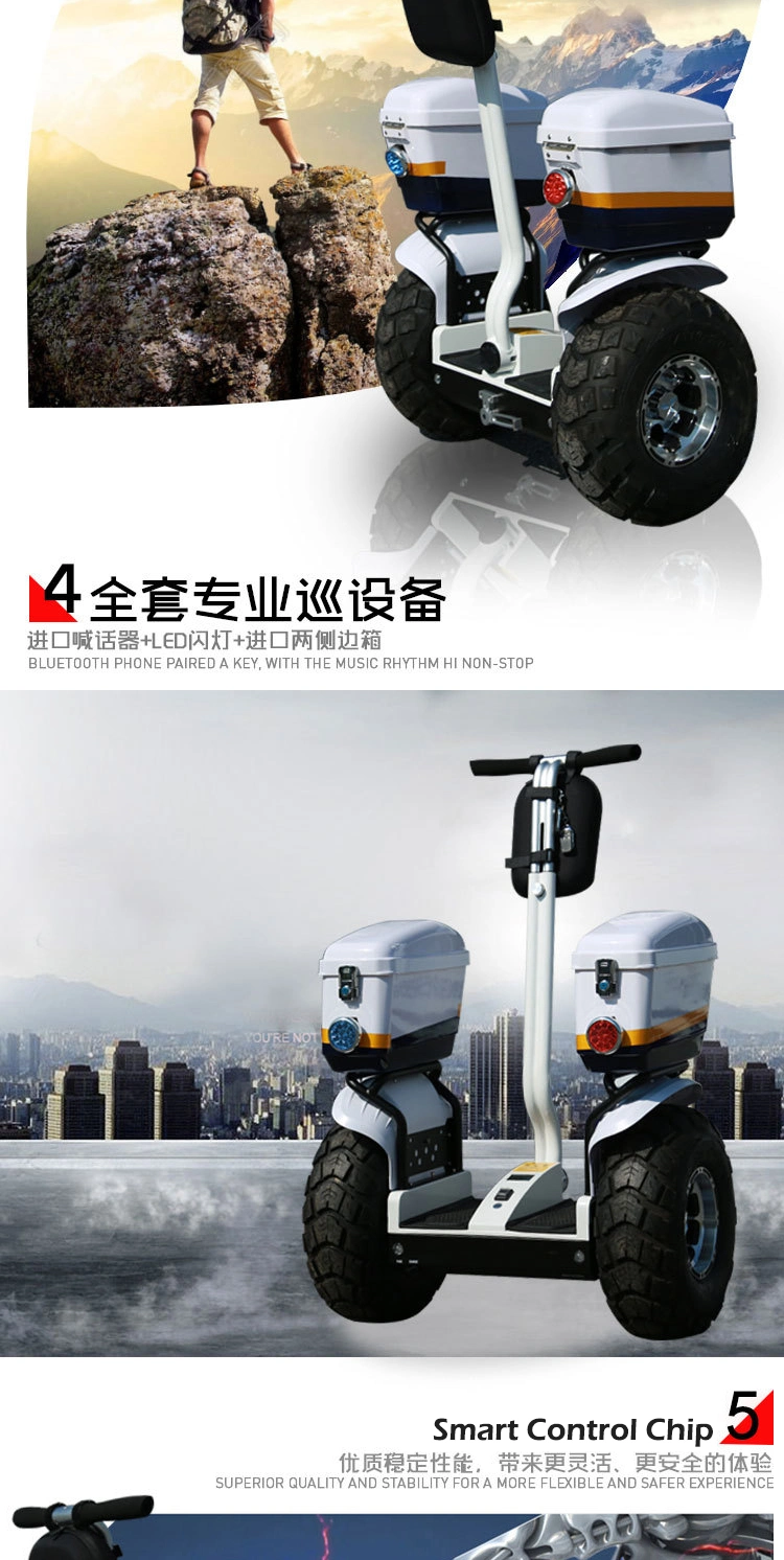 2 Wheel Self Balance Police Patrol 19 Inch off Road Tyre with Flash Light Beach Electric Cruiser Scooter