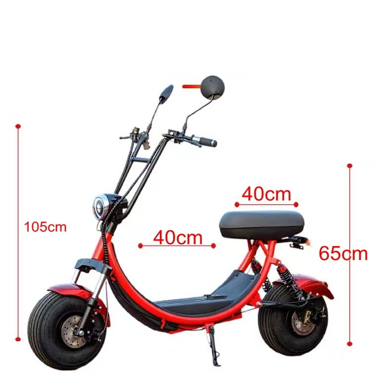 Electric Mini Scooter 48V 1000W Red Motorcycle 16inch Fat Tire Tyre Max Speed 40km/H Electric Bike Escooter